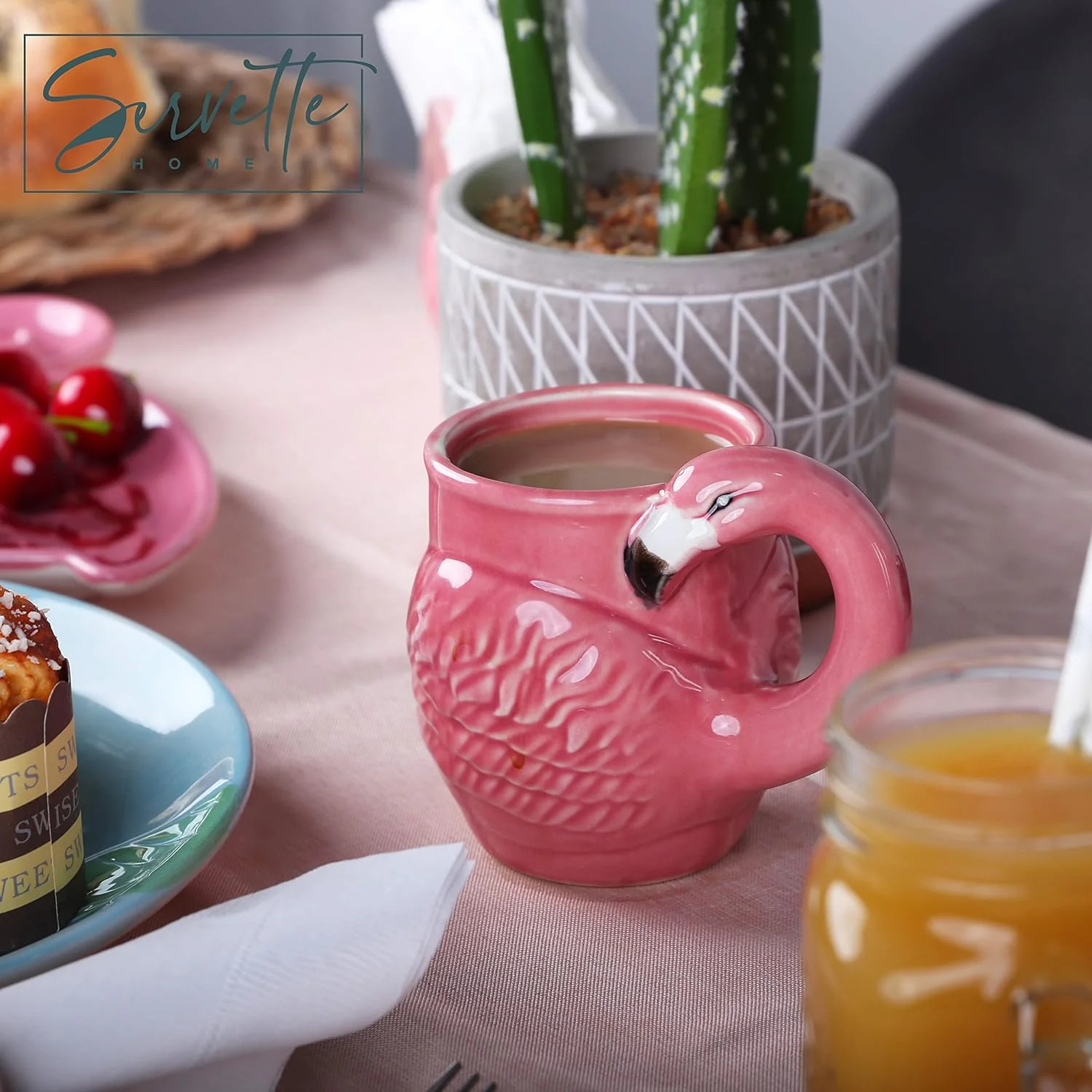 Small Flamingo Mug with Beak Handle - Image 3