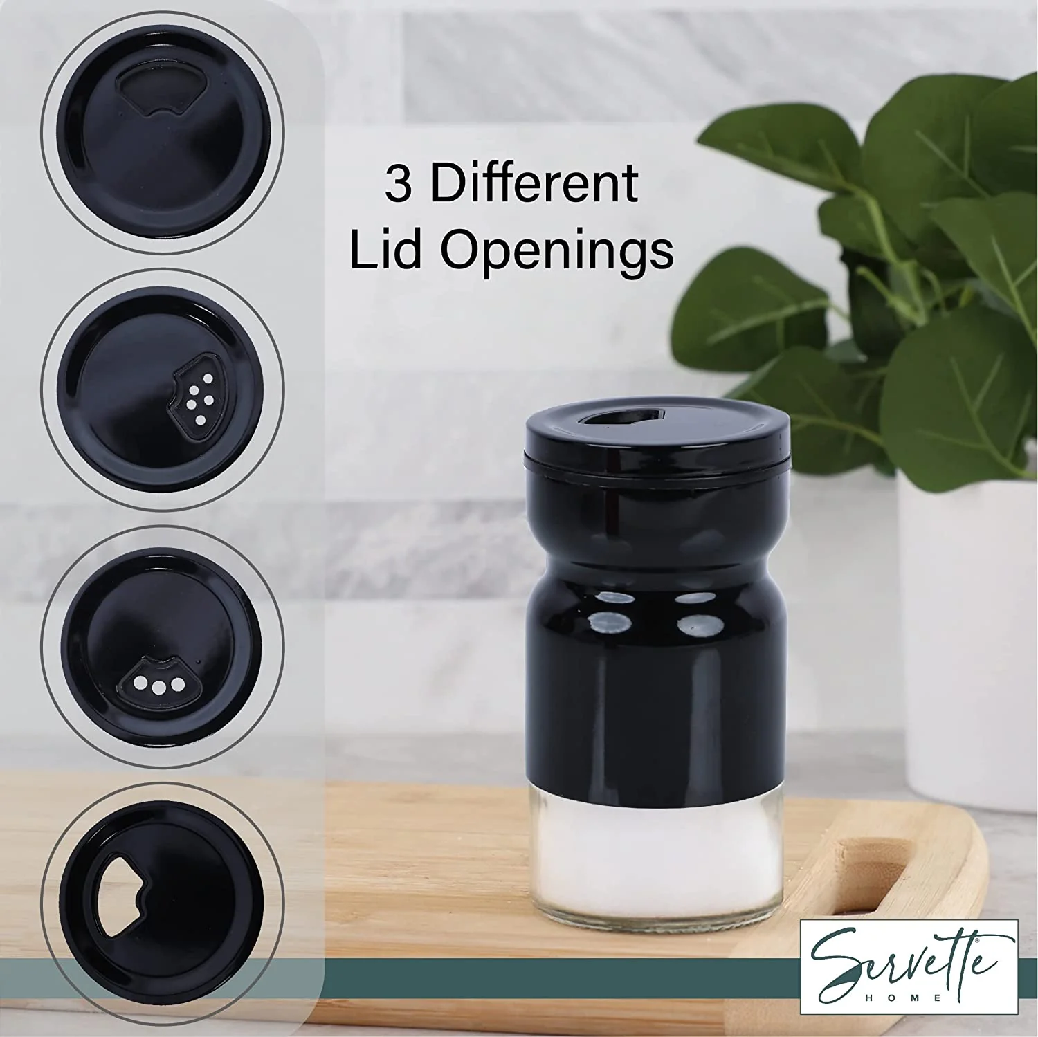 Black Glass & Metal Salt and Pepper Shakers - Image 5