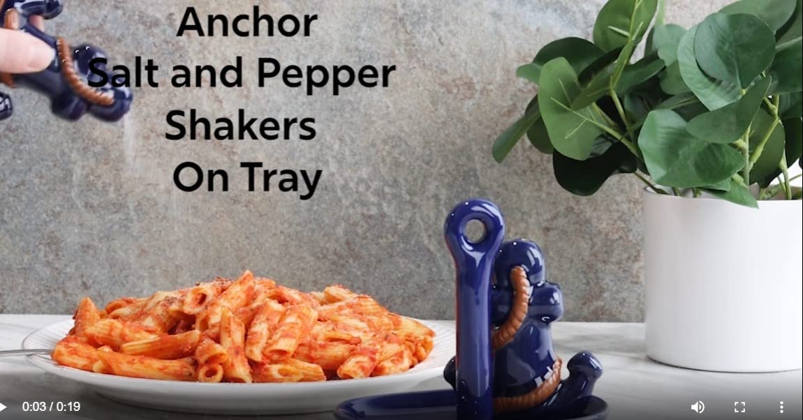 Ceramic Anchor Salt & Pepper Shakers With Tray - Image 5