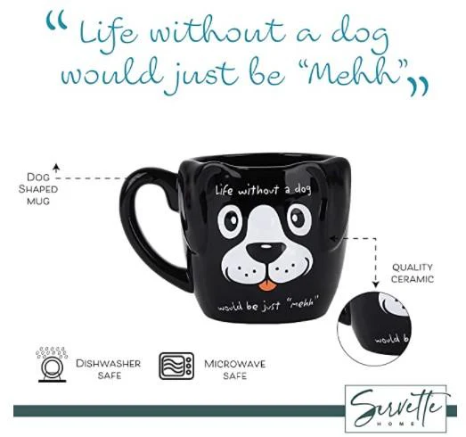 Black Dog Ceramic Coffee Mugs - Image 3