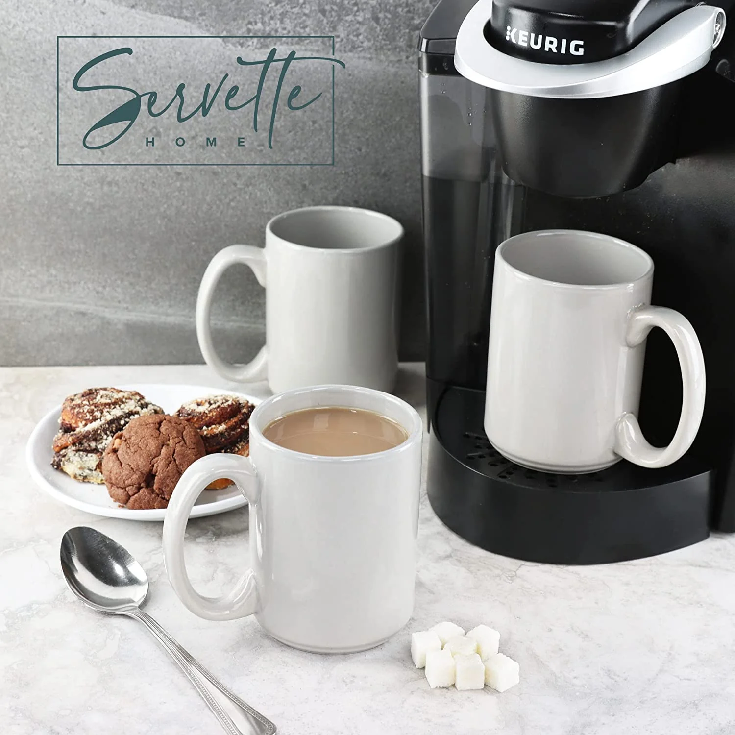 Grey Ceramic Coffee Mugs | Set of 3 - Image 3