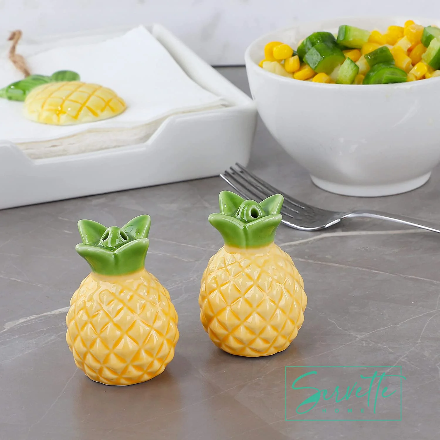 Ceramic Pineapple Novelty Salt & Pepper Shakers - Image 4