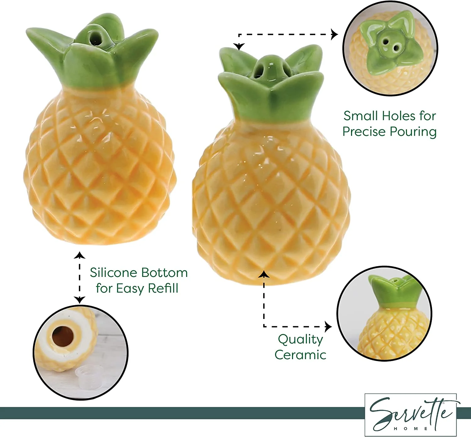 Ceramic Pineapple Novelty Salt & Pepper Shakers - Image 5