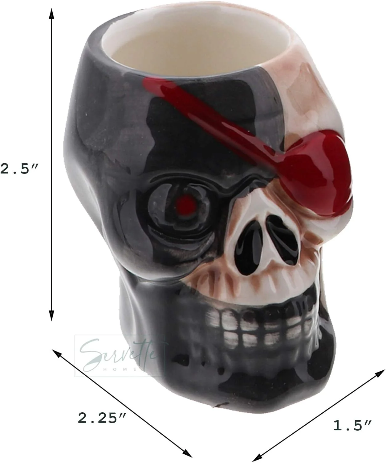 Skull with Red Eye Patch Shot Glass - Set of 2 - Image 3