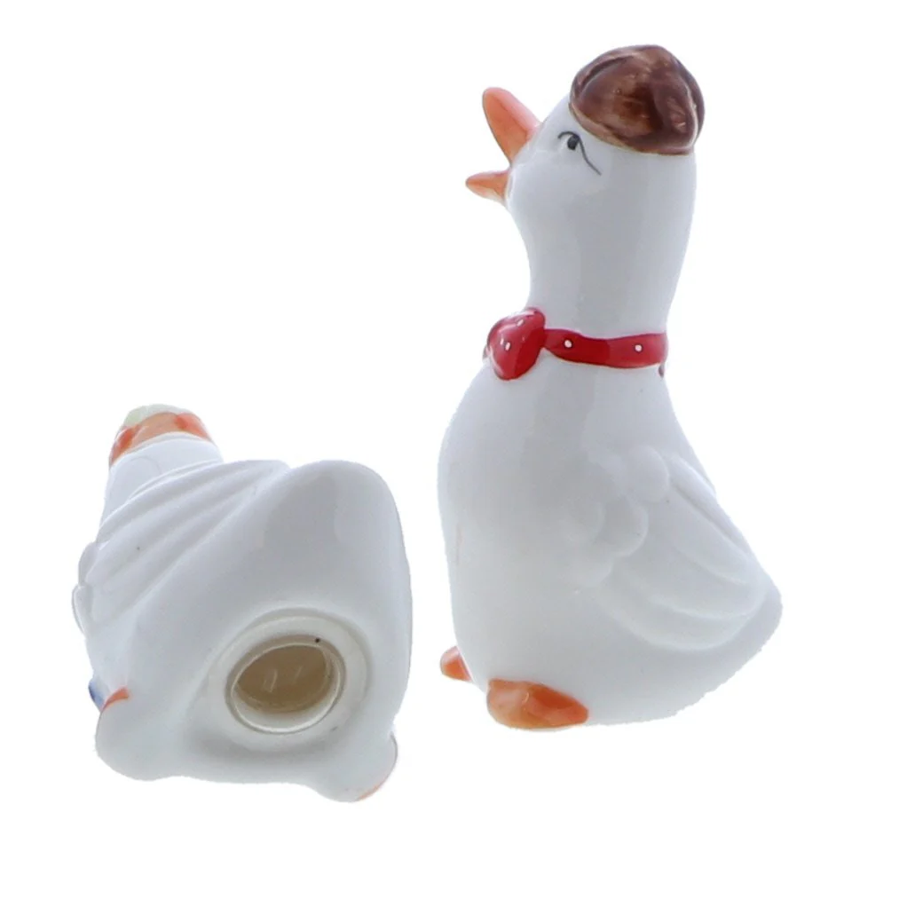 Ceramic White Mr. and Mrs. Duck Salt & Pepper Shakers - Image 3