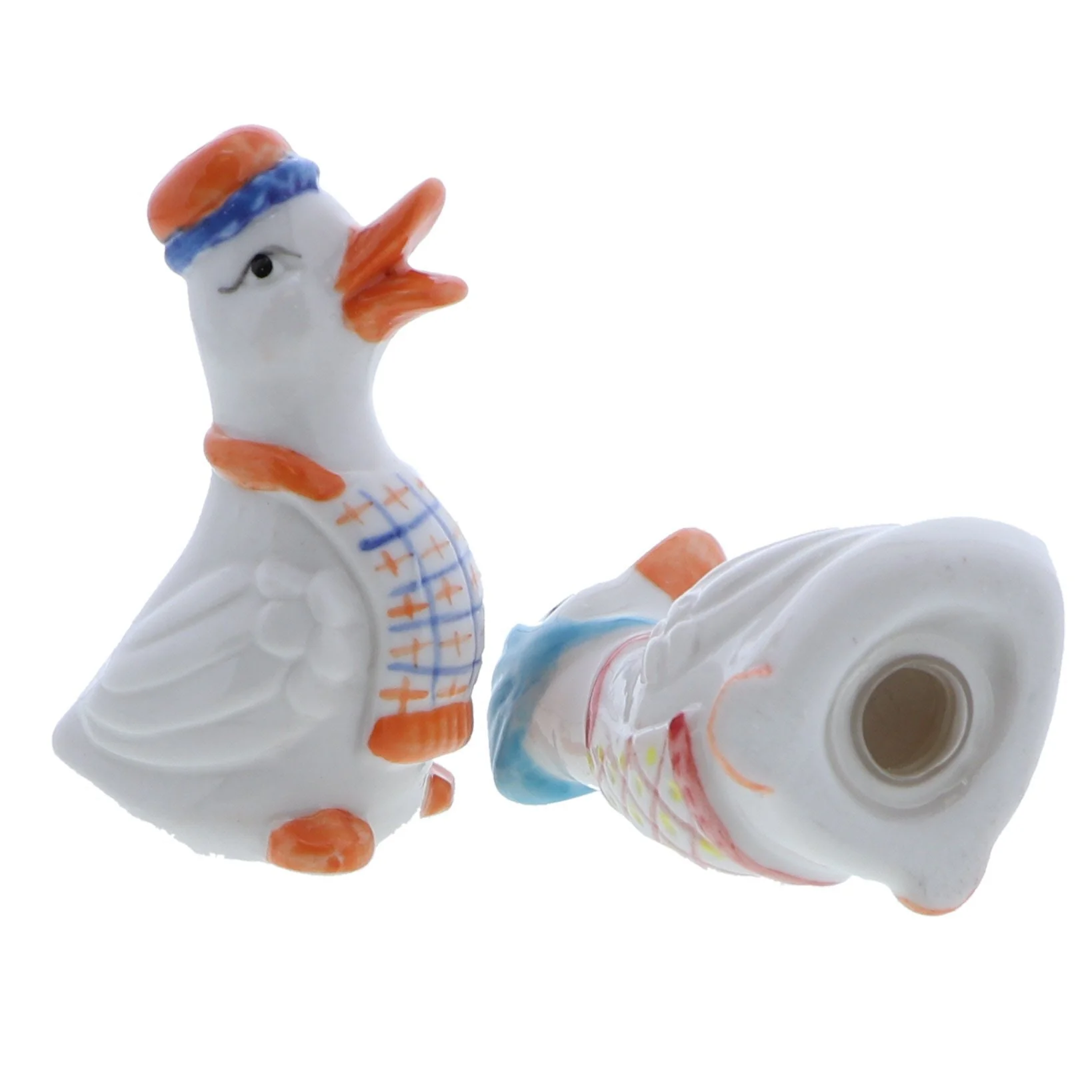 Ceramic White Duck Salt & Pepper Shakers Wearing Aprons - Image 3