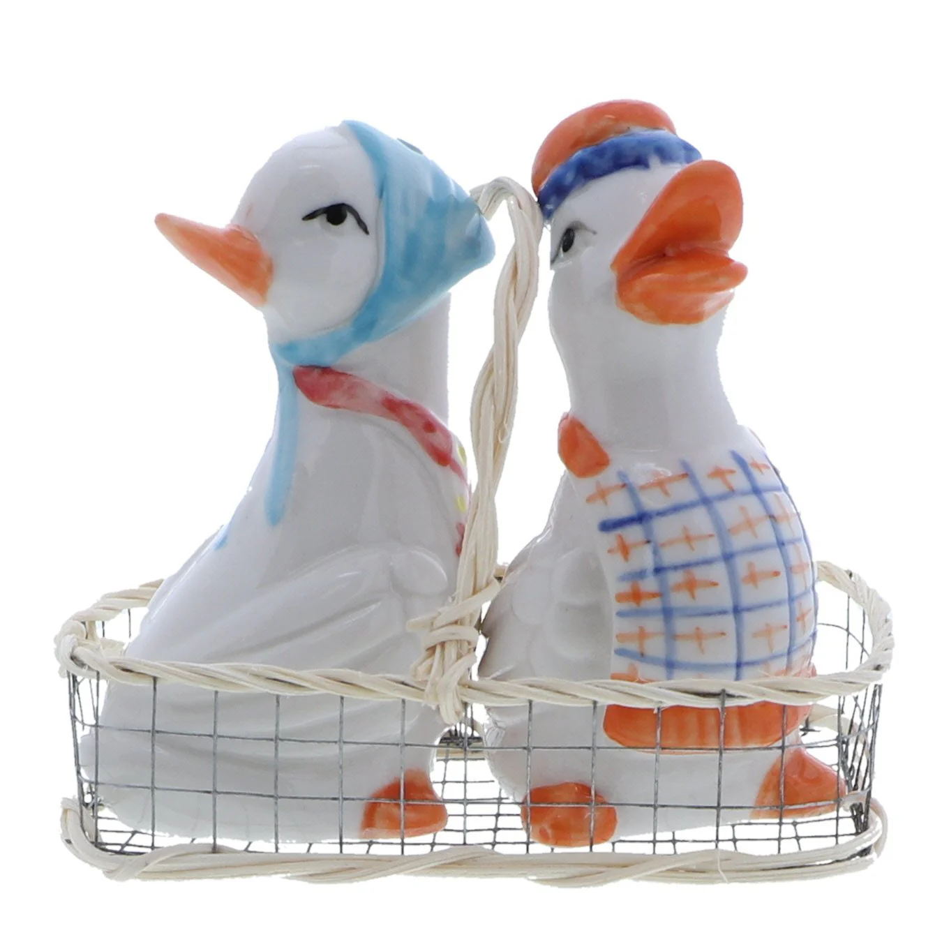 Ceramic White Duck Salt & Pepper Shakers Wearing Aprons - Image 4