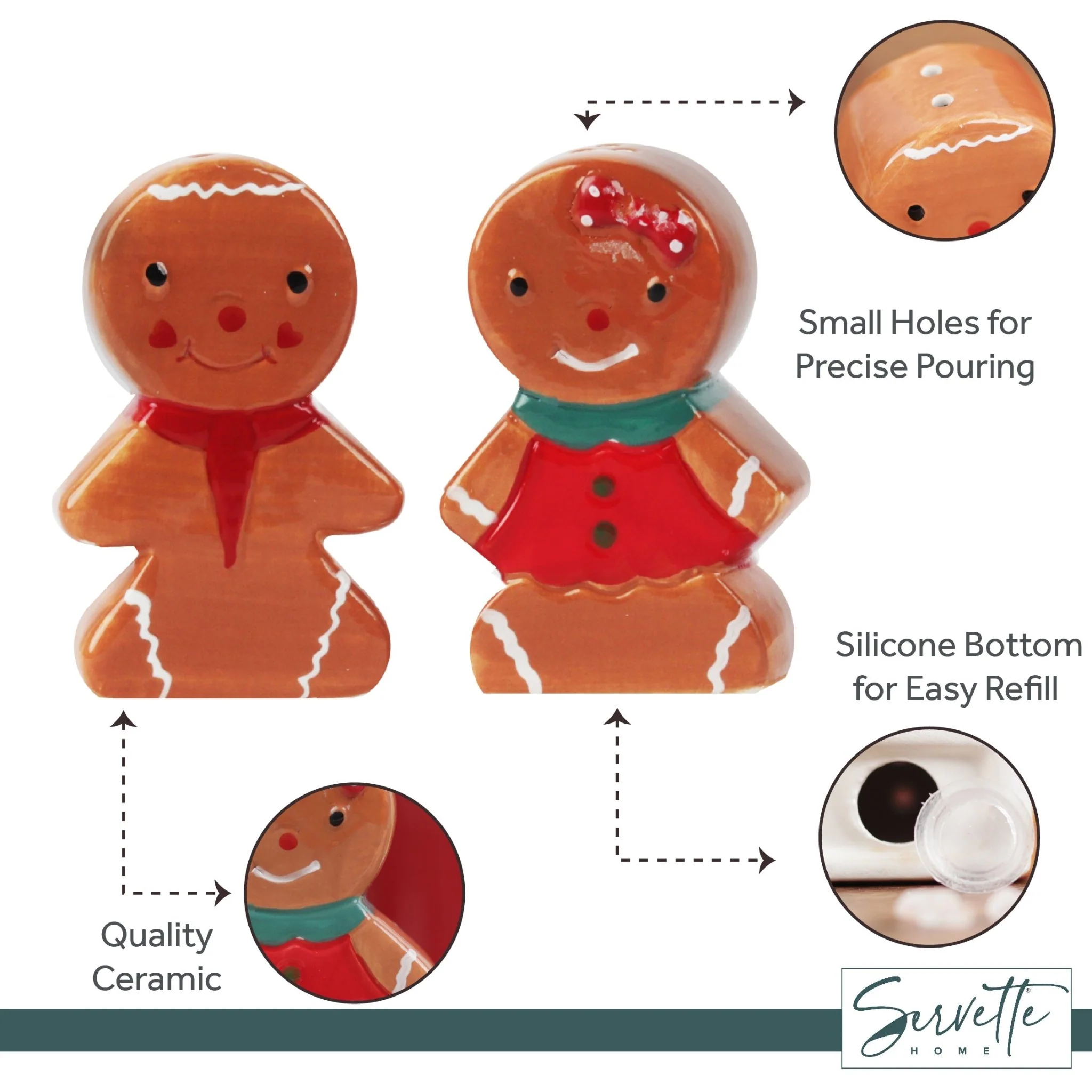 Christmas Holiday Salt and Pepper Shaker Set - Gingerbread - Image 4