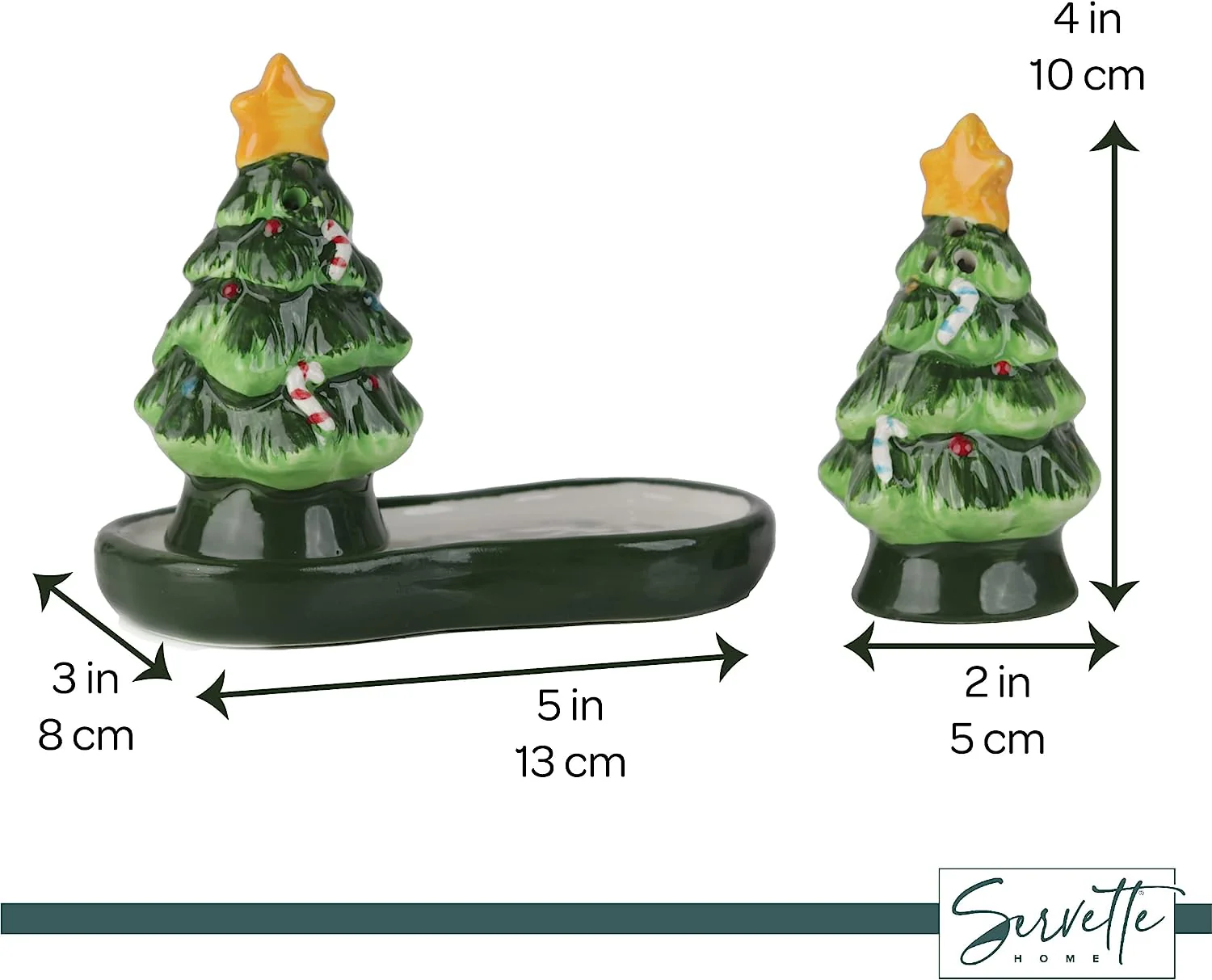 Christmas Tree Salt and Pepper Shaker Set with Stand - Image 4
