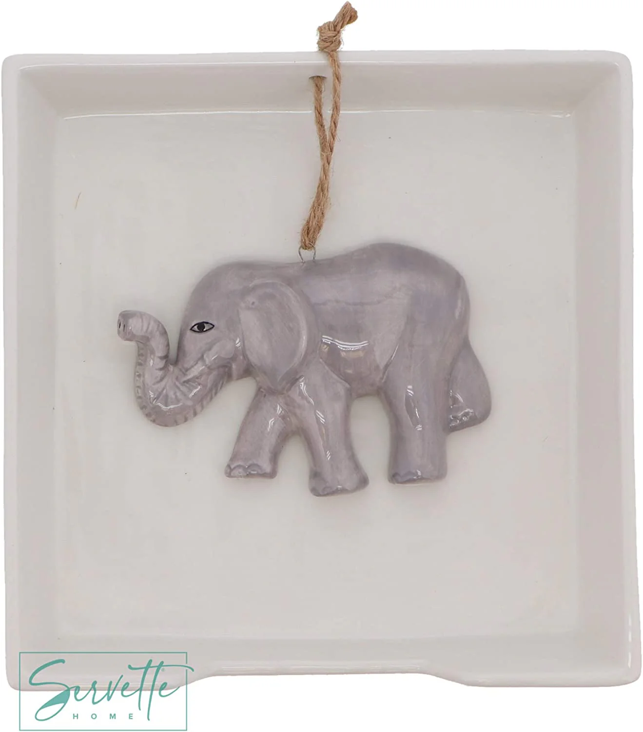 Classic Ceramic Flat Napkin Holder with Elephant Weight - Image 3