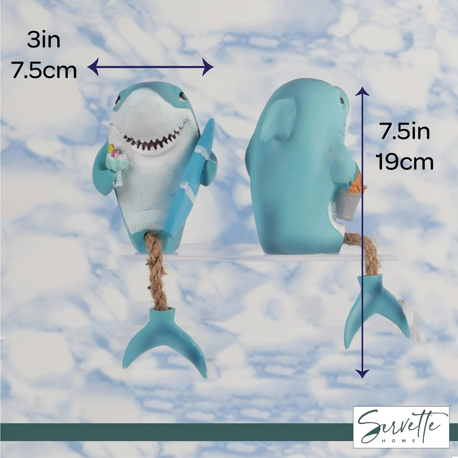 Dangle Fin Shark Shelf Sitter - Set of 2 - Image 4