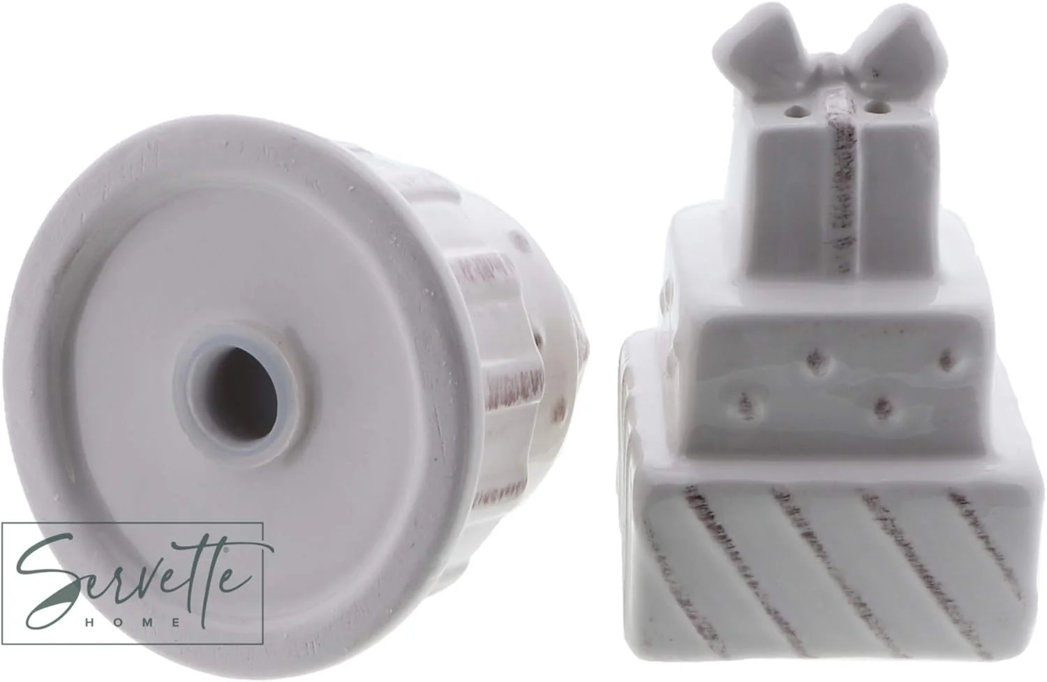 Elegant Ceramic Wedding Cake Salt & Pepper Shaker Set - Image 4