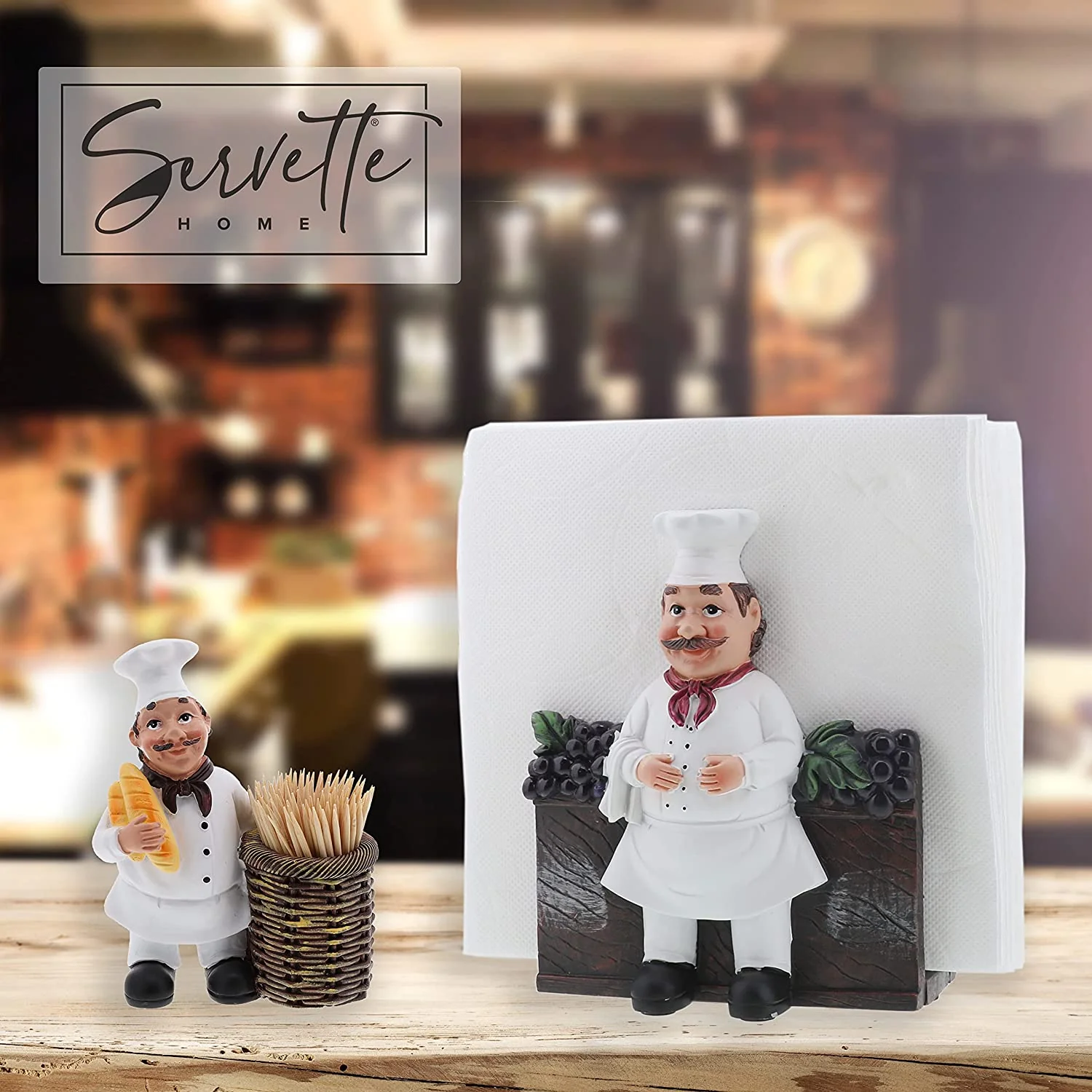 Fat Chef Figurine Standing Napkin Holder - Image 3
