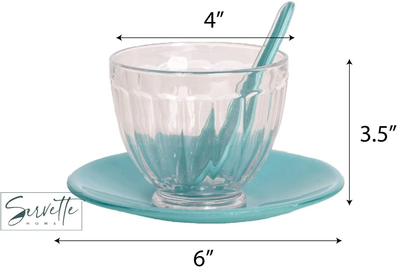 Blue Glass Ice Cream Bowl - Image 3