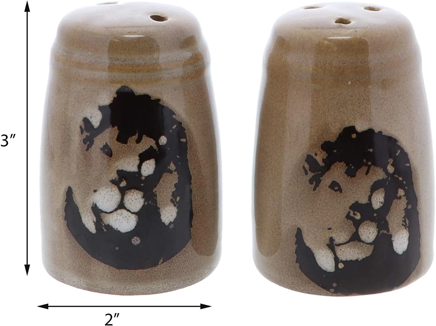 Glazed Pottery Lion Design Salt & Pepper Shakers - Image 4