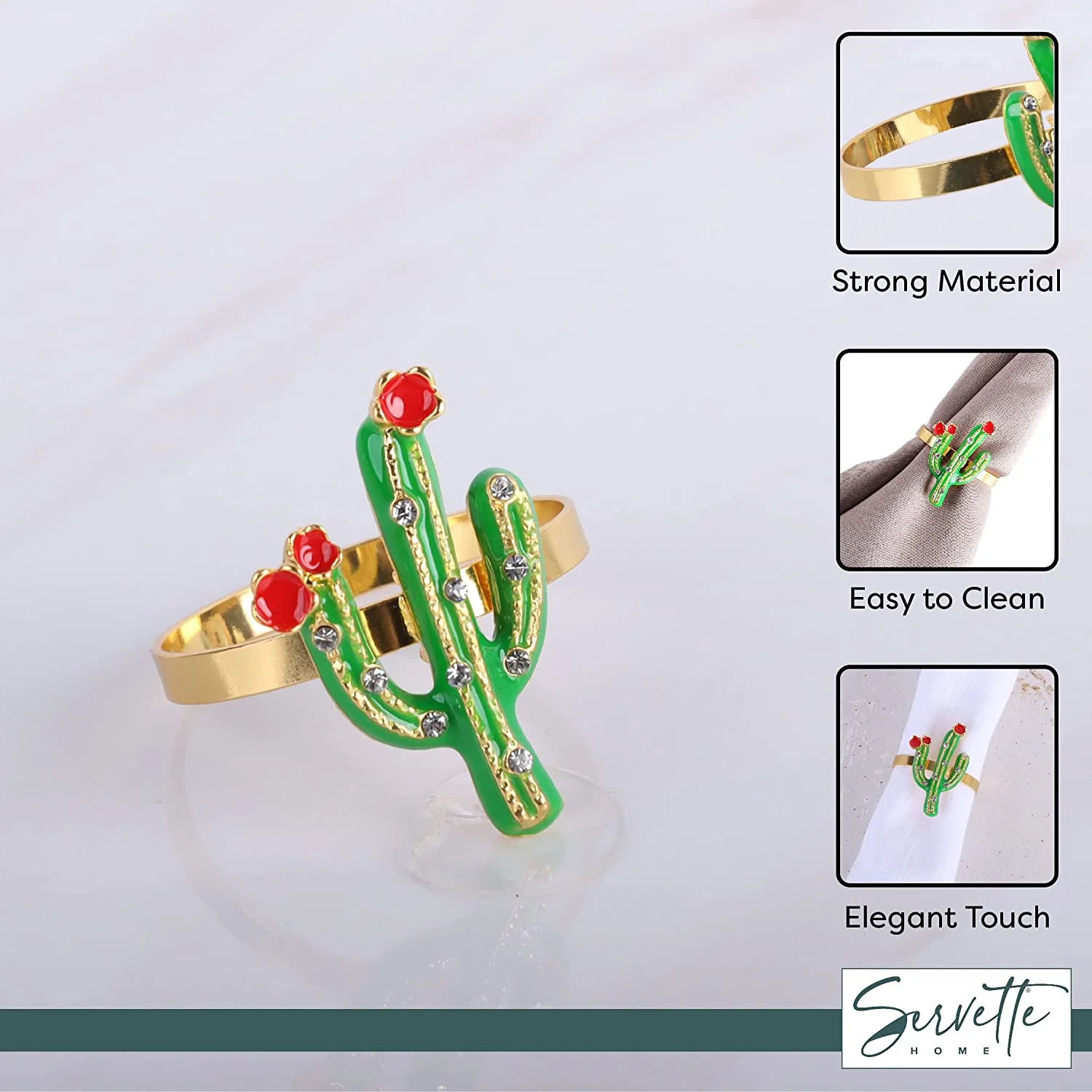 Green Cactus Napkin Rings - Image 4