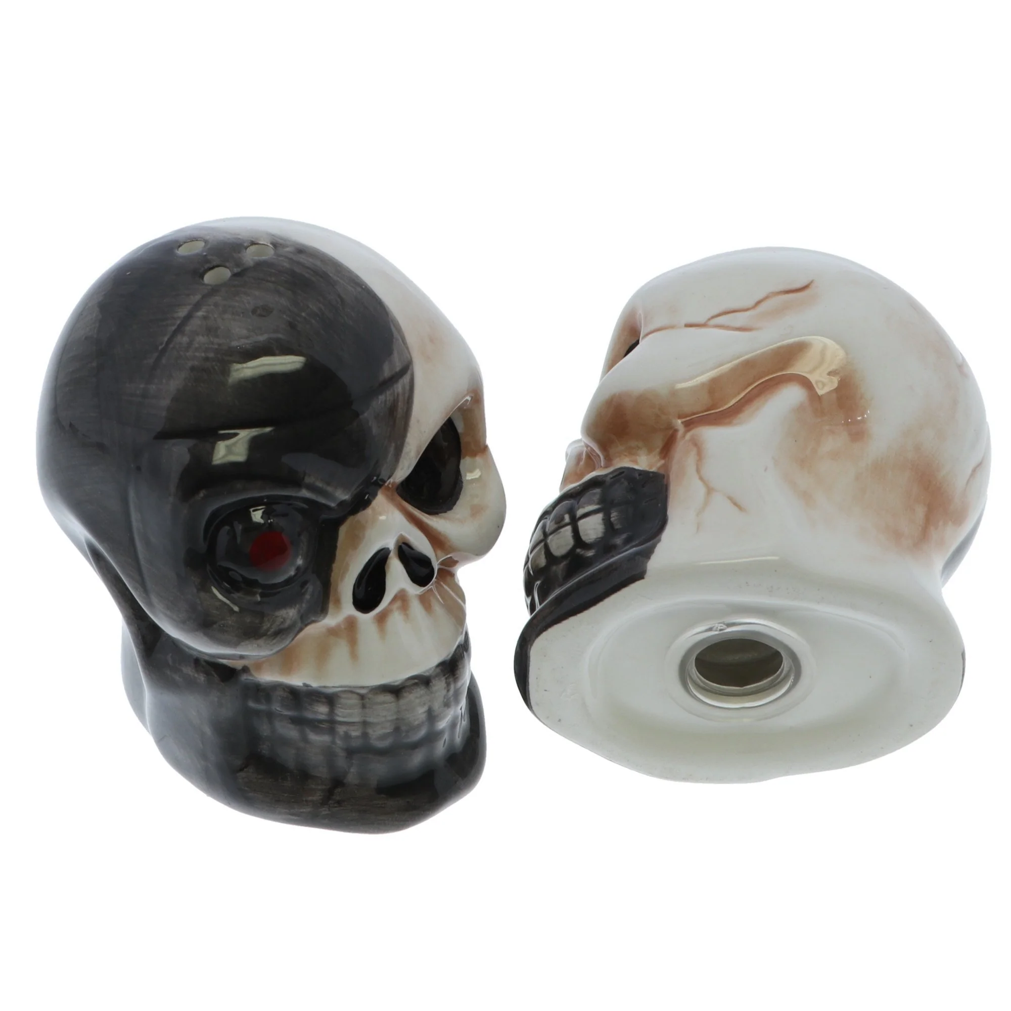 Novelty Ceramic Grey Skull Salt & Pepper Shakers - Image 4