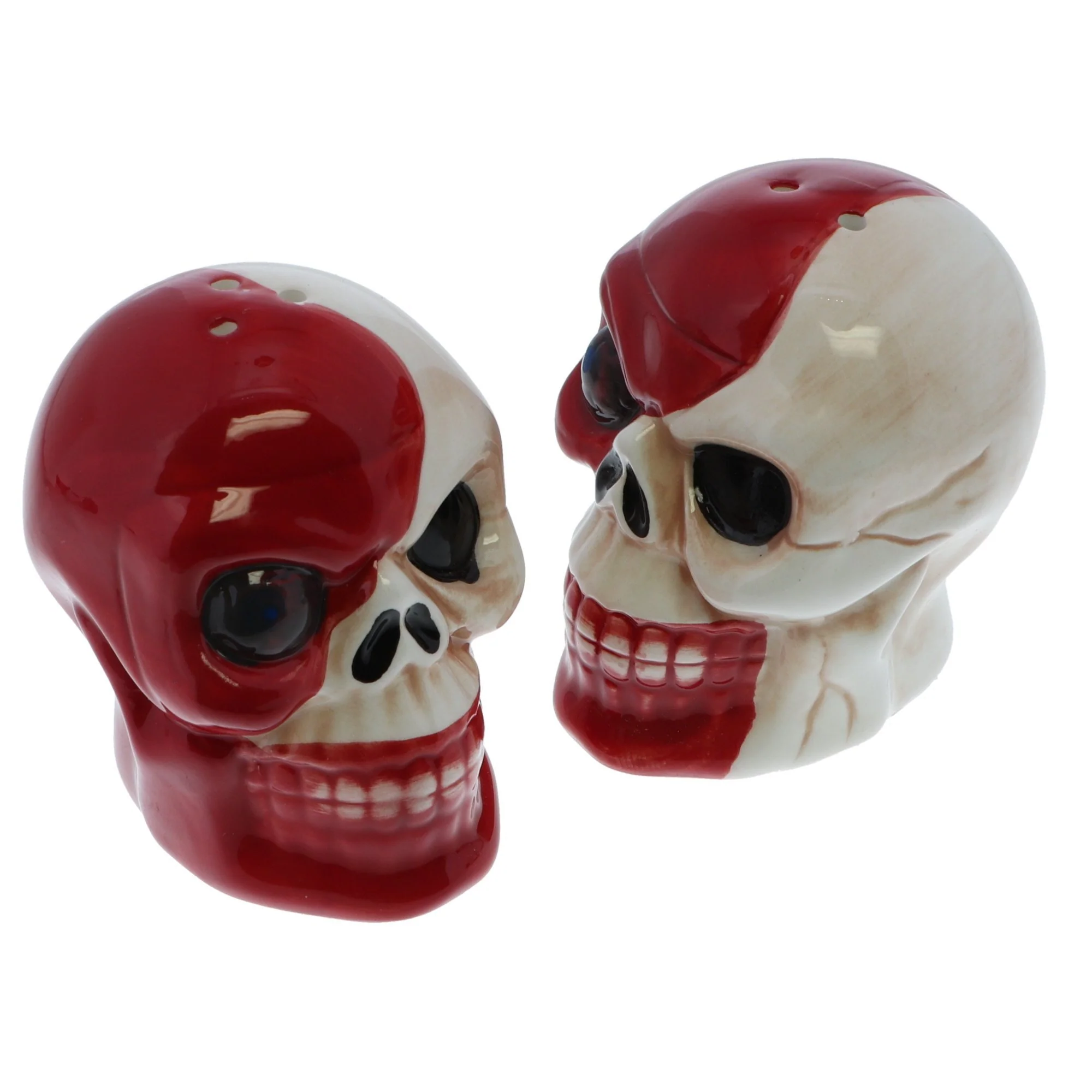 Novelty Ceramic Red Skull Salt & Pepper Shakers - Image 3