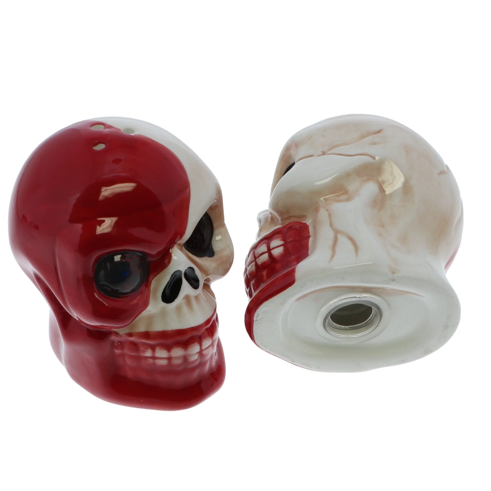 Novelty Ceramic Red Skull Salt & Pepper Shakers - Image 4