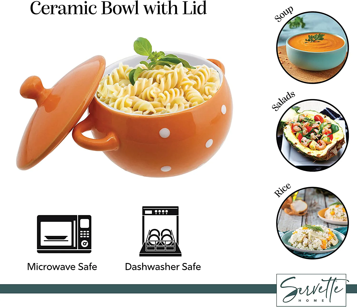 Orange Polka Dot Soup Bowls with Lids - Image 4