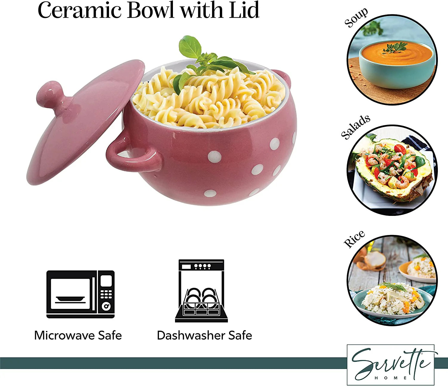 Pink Polka Dot Soup Bowls with Lids - Image 4