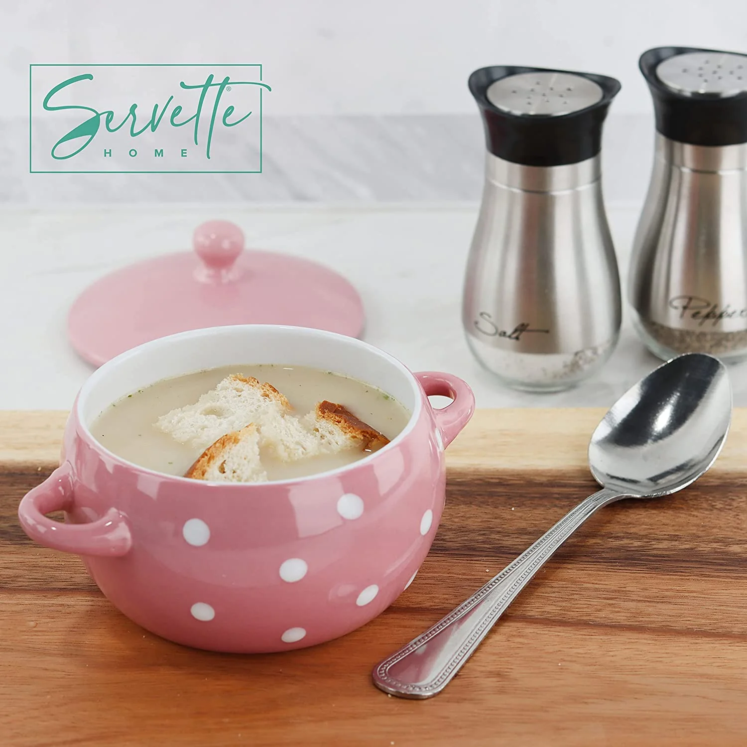 Pink Polka Dot Soup Bowls with Lids - Image 5