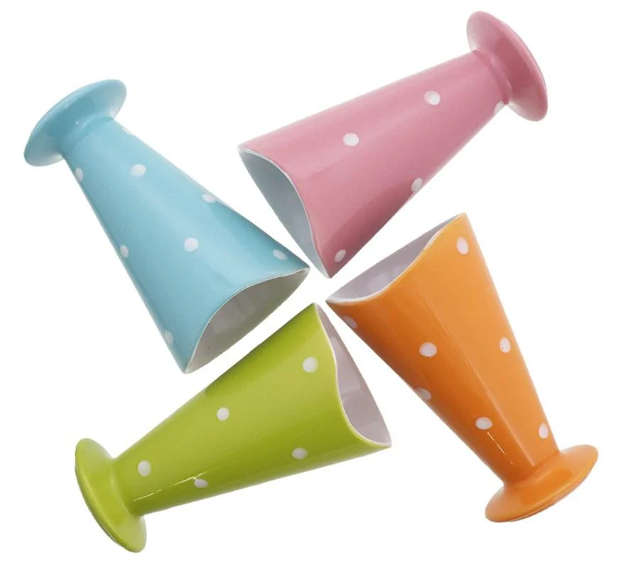 Colored Polka Dot Ceramic Sundae Ice Cream Cups Gift Set - Image 4