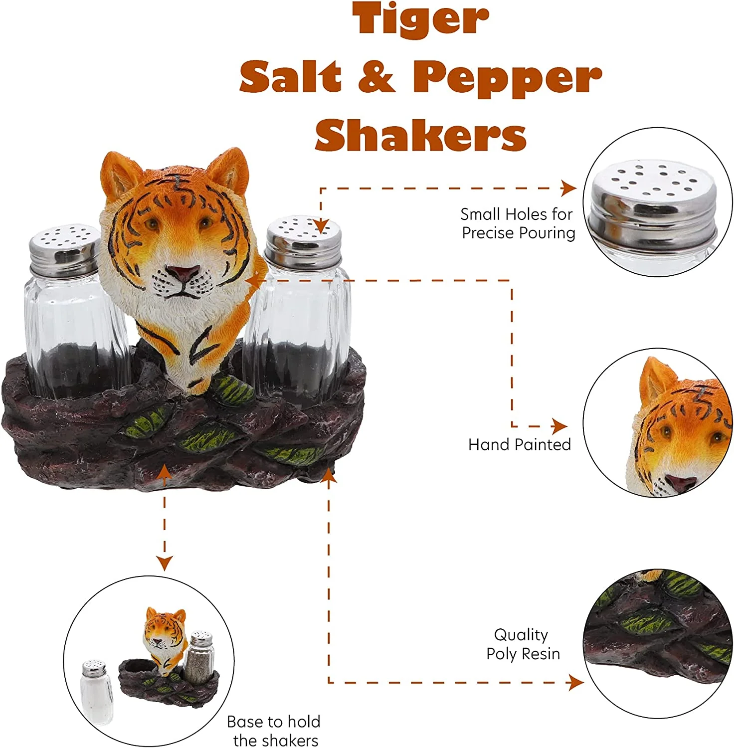 Polyresin Small Tiger Salt & Pepper Holder - Image 4
