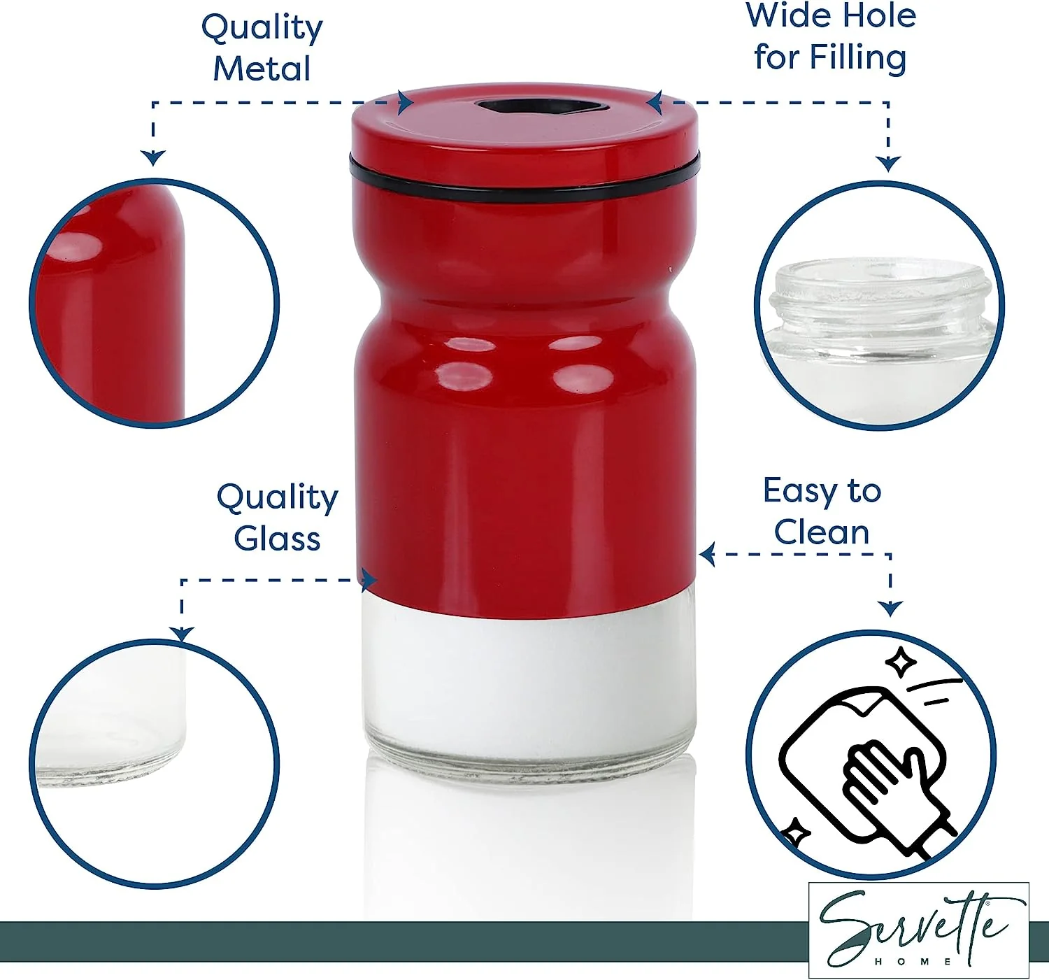 Red Glass & Metal Salt and Pepper Shakers - Image 4