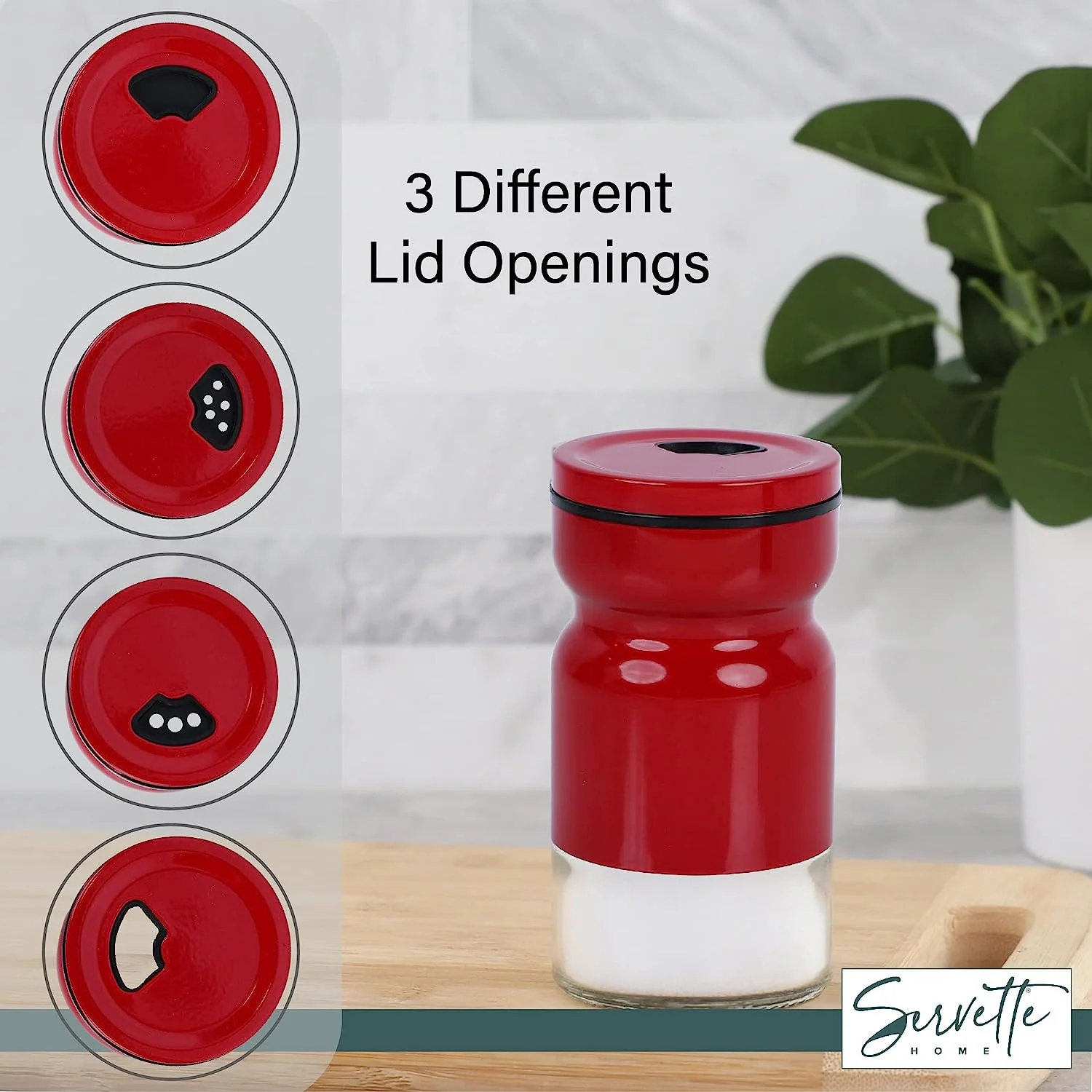 Red Glass & Metal Salt and Pepper Shakers - Image 5