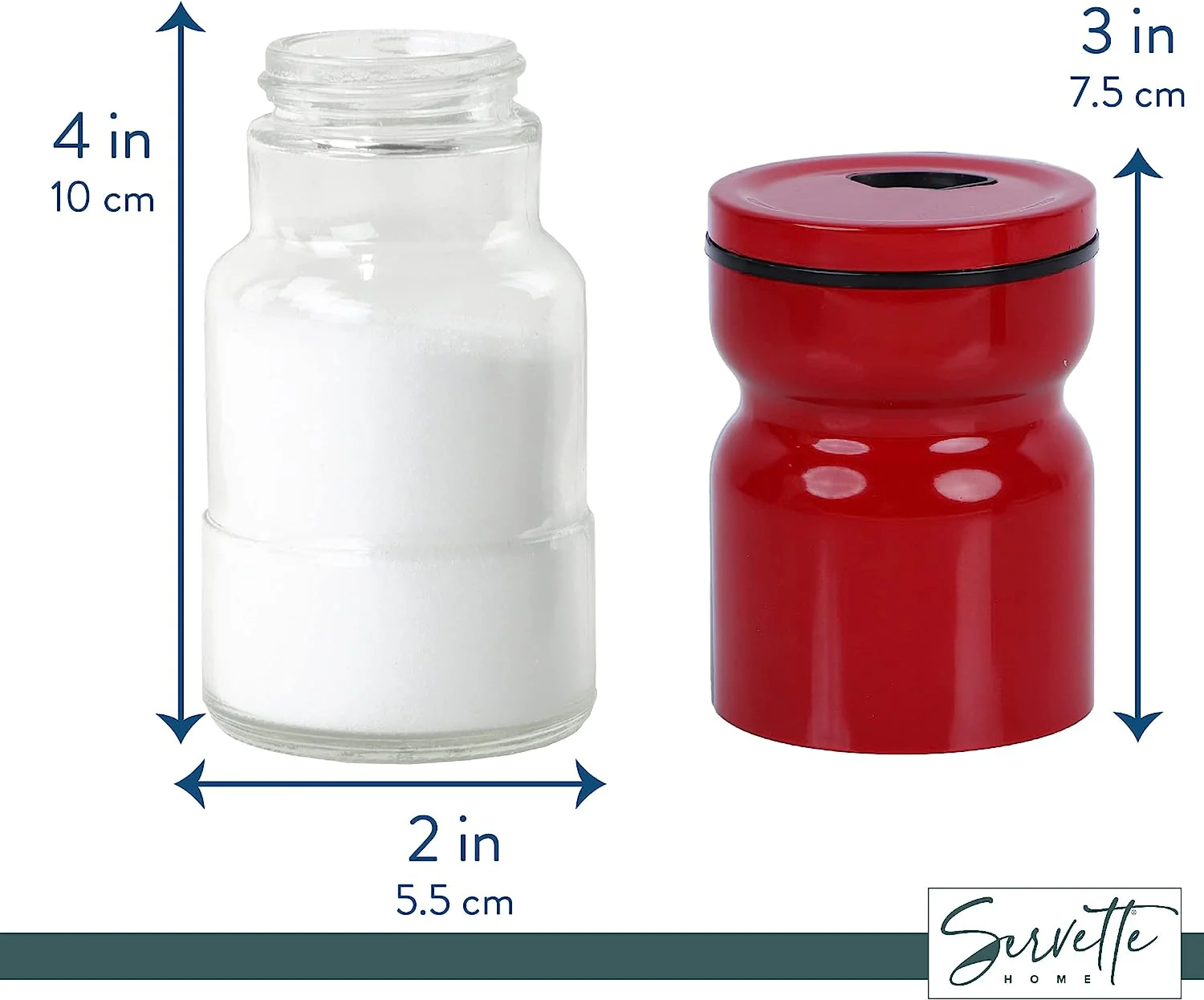 Red Glass & Metal Salt and Pepper Shakers - Image 6