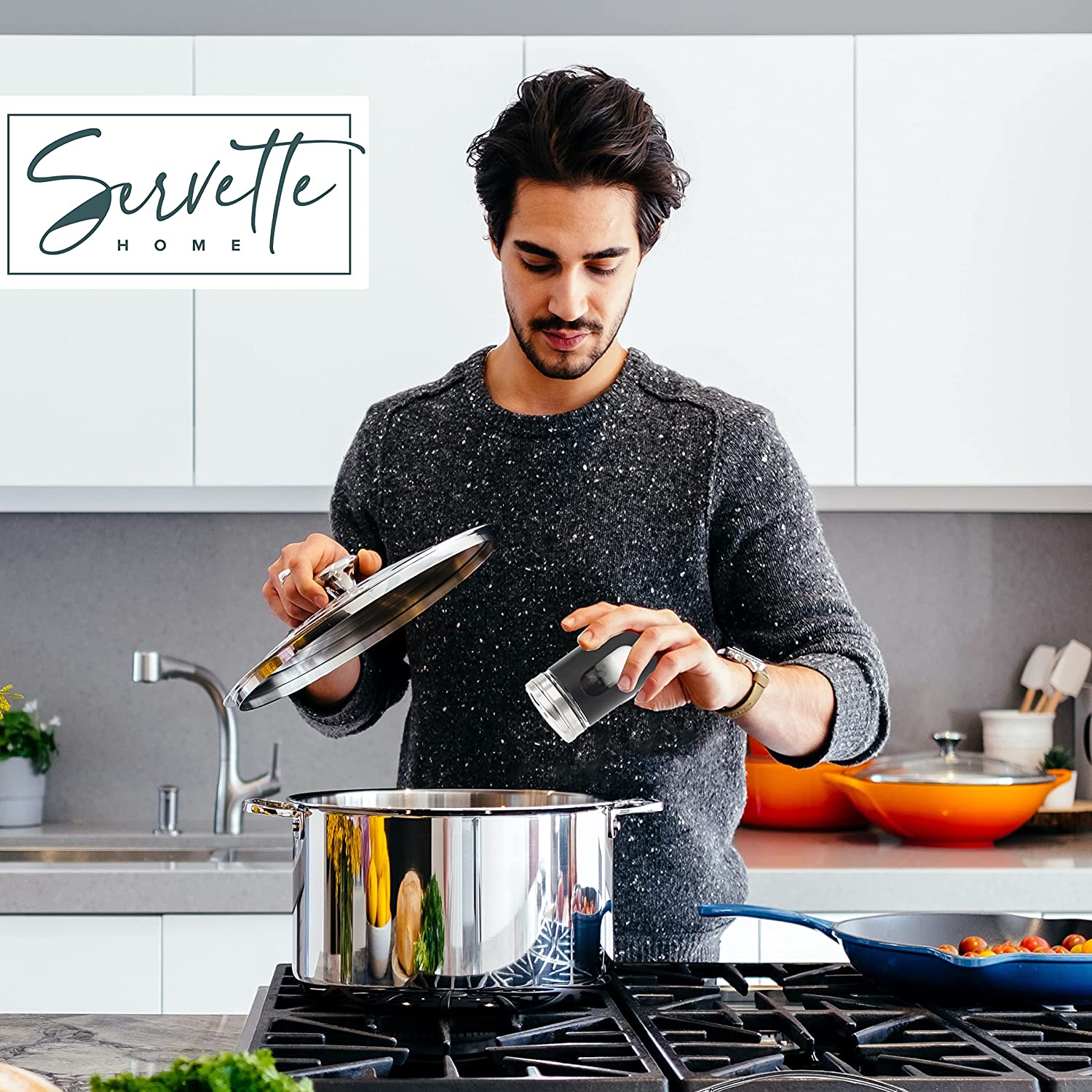 Black Retro Salt & Pepper Glass Jar Shakers - Image 3