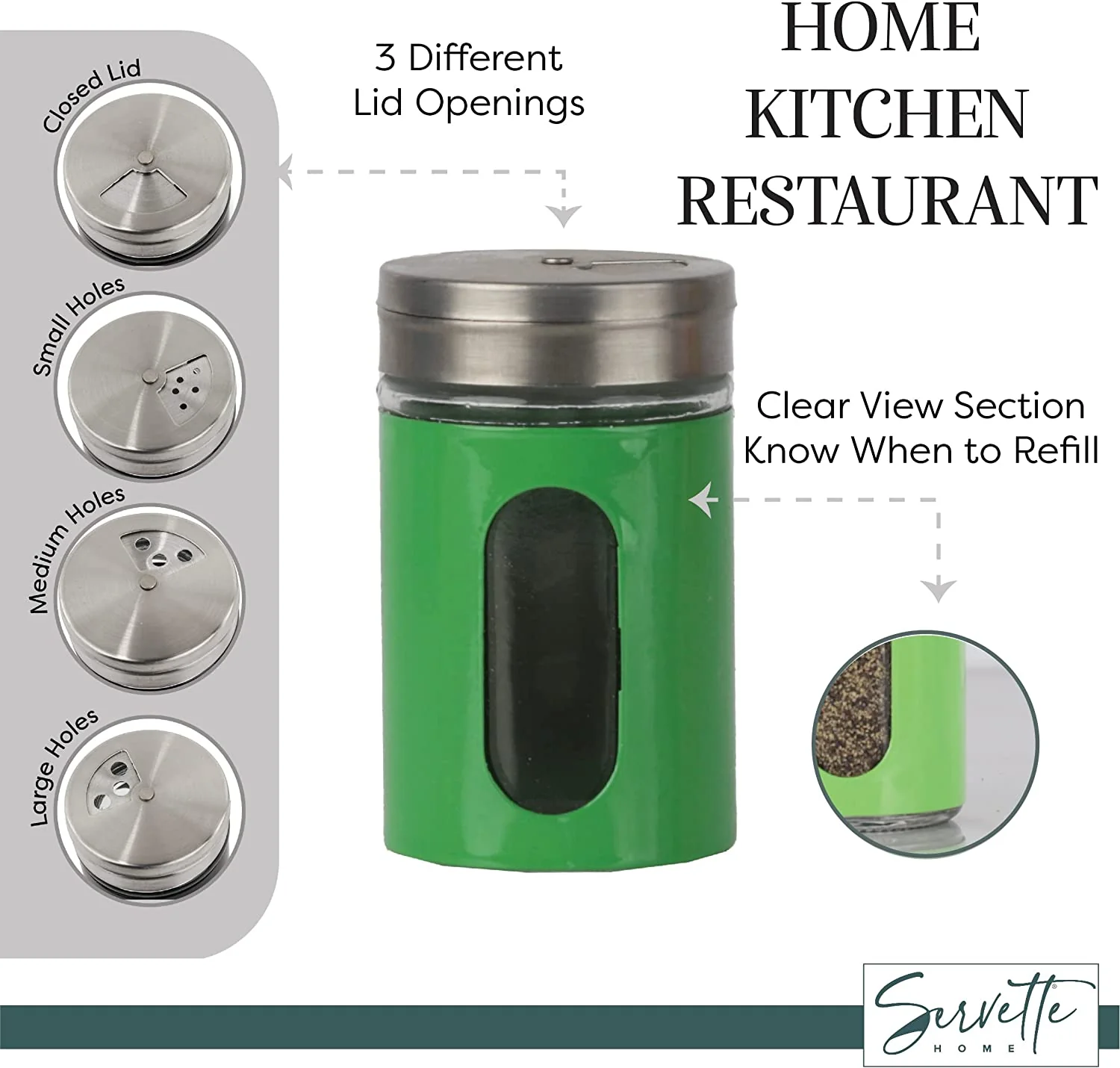 Green Retro Salt & Pepper Glass Jar Shakers - Image 5