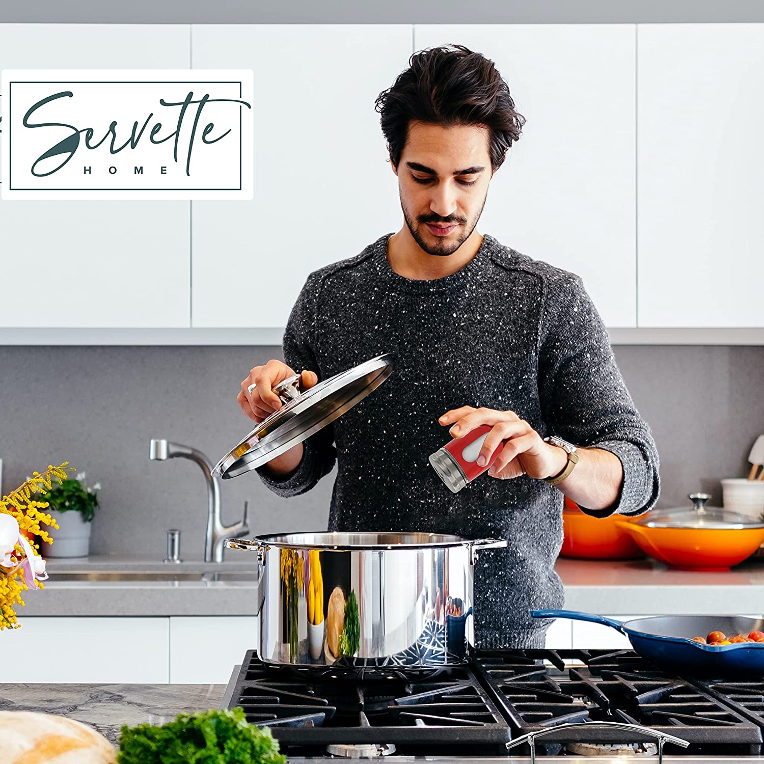 Red Retro Salt & Pepper Glass Jar Shakers - Image 3