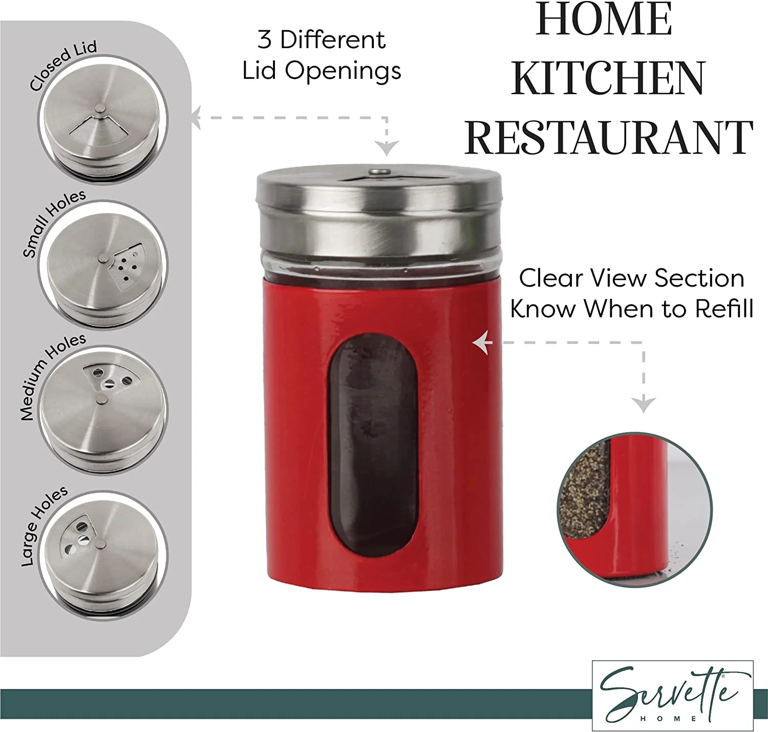 Red Retro Salt & Pepper Glass Jar Shakers - Image 5