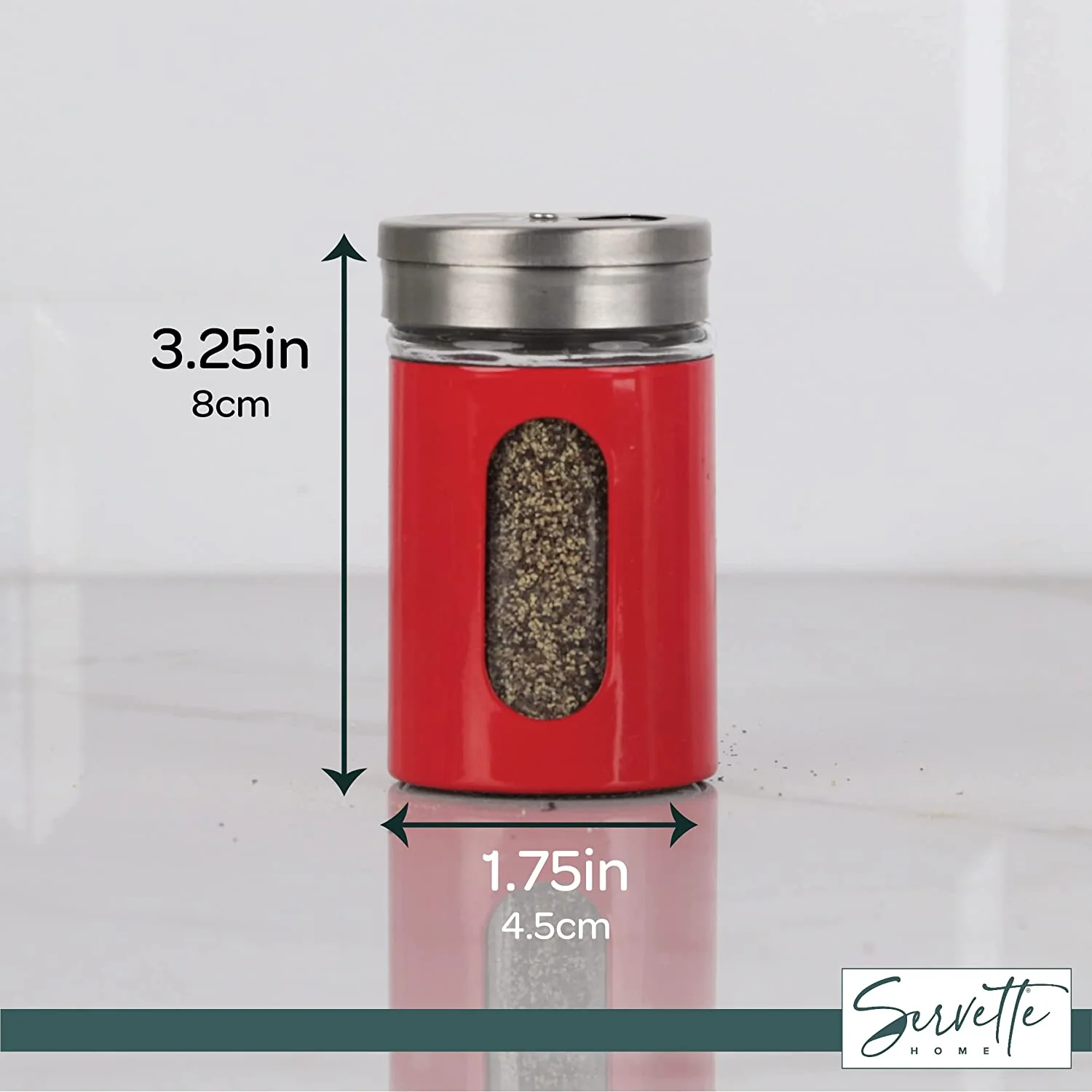 Red Retro Salt & Pepper Glass Jar Shakers - Image 6