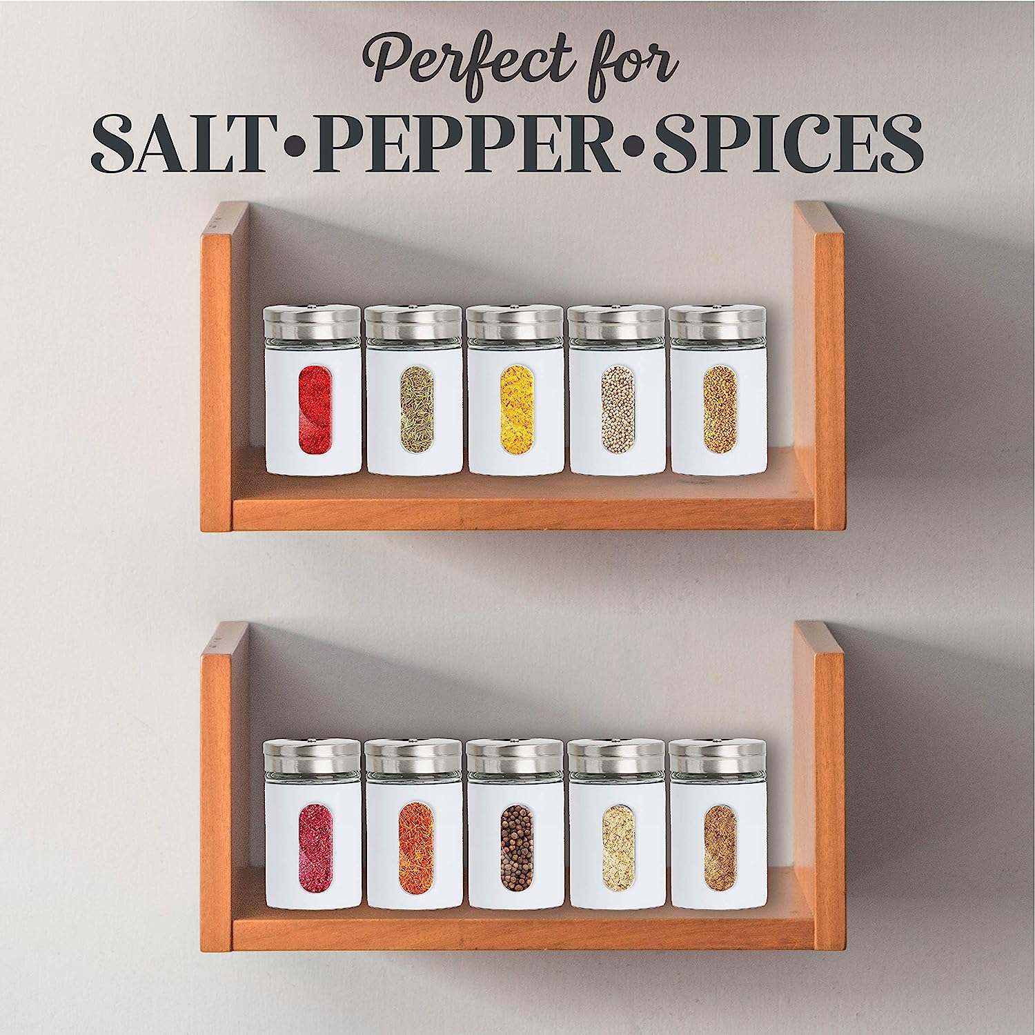 White Retro Salt & Pepper Glass Jar Shakers - Image 6