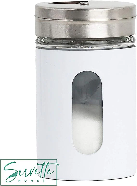 White Retro Salt & Pepper Glass Jar Single Shaker - Image 3