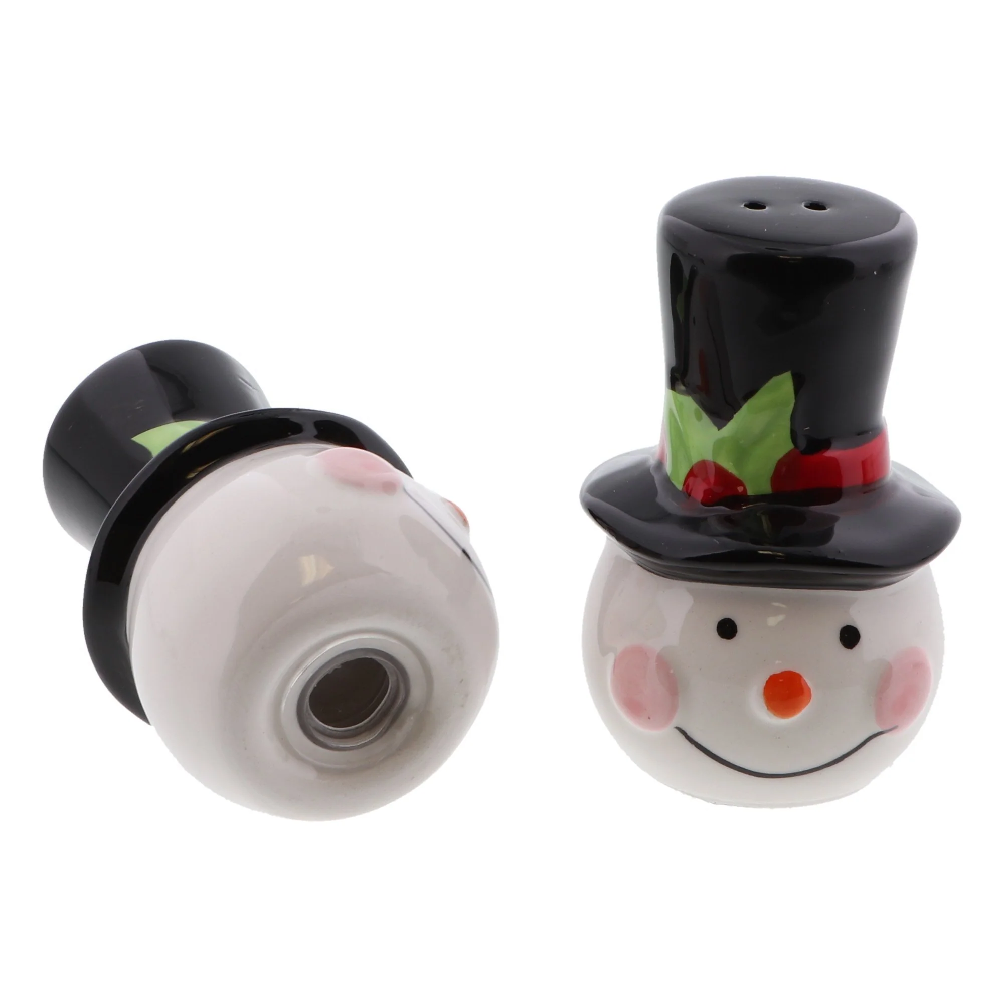 Holiday Snowman with Black Hat Salt & Pepper Shakers - Image 3
