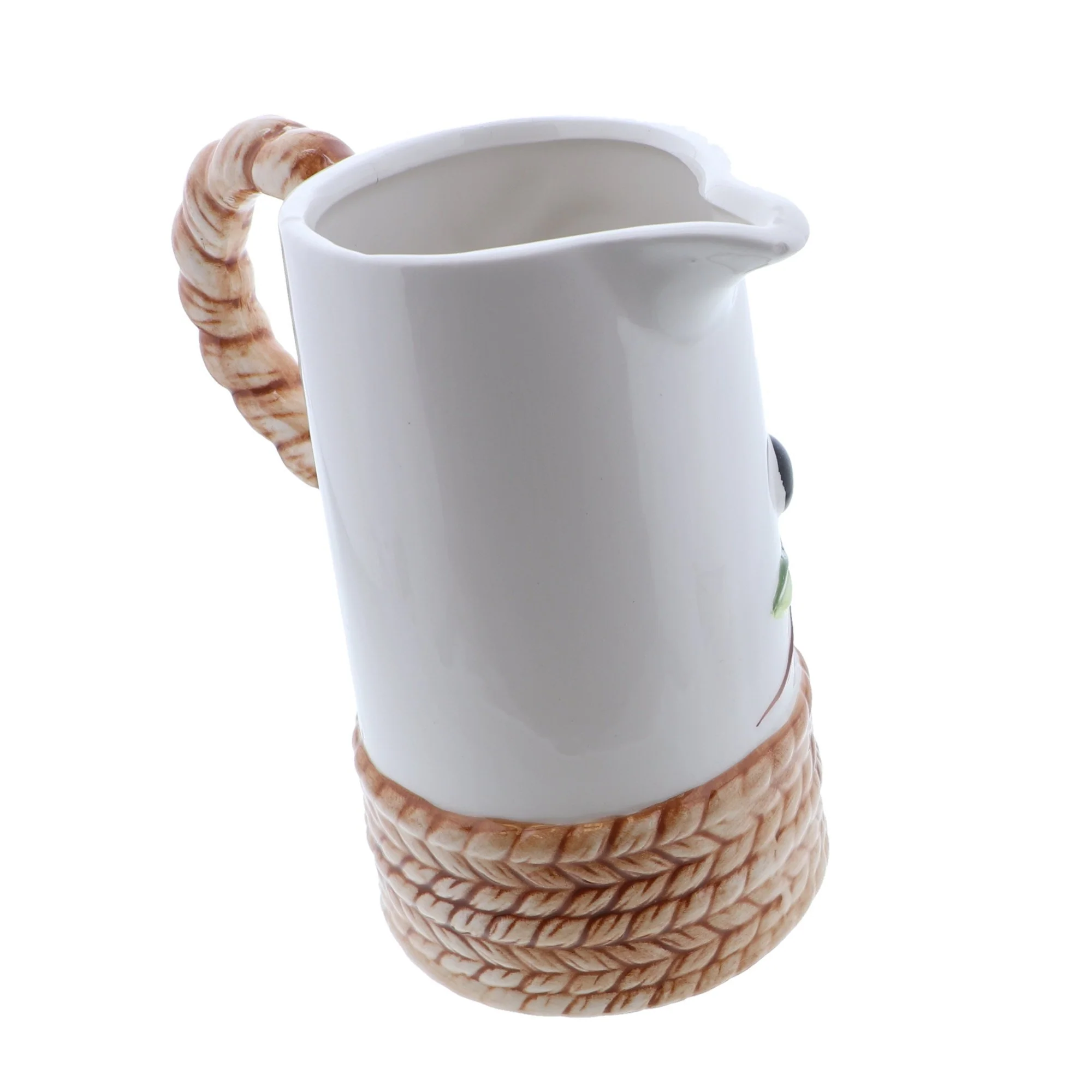 Tall Ceramic Olive Branch Pitcher - Image 3