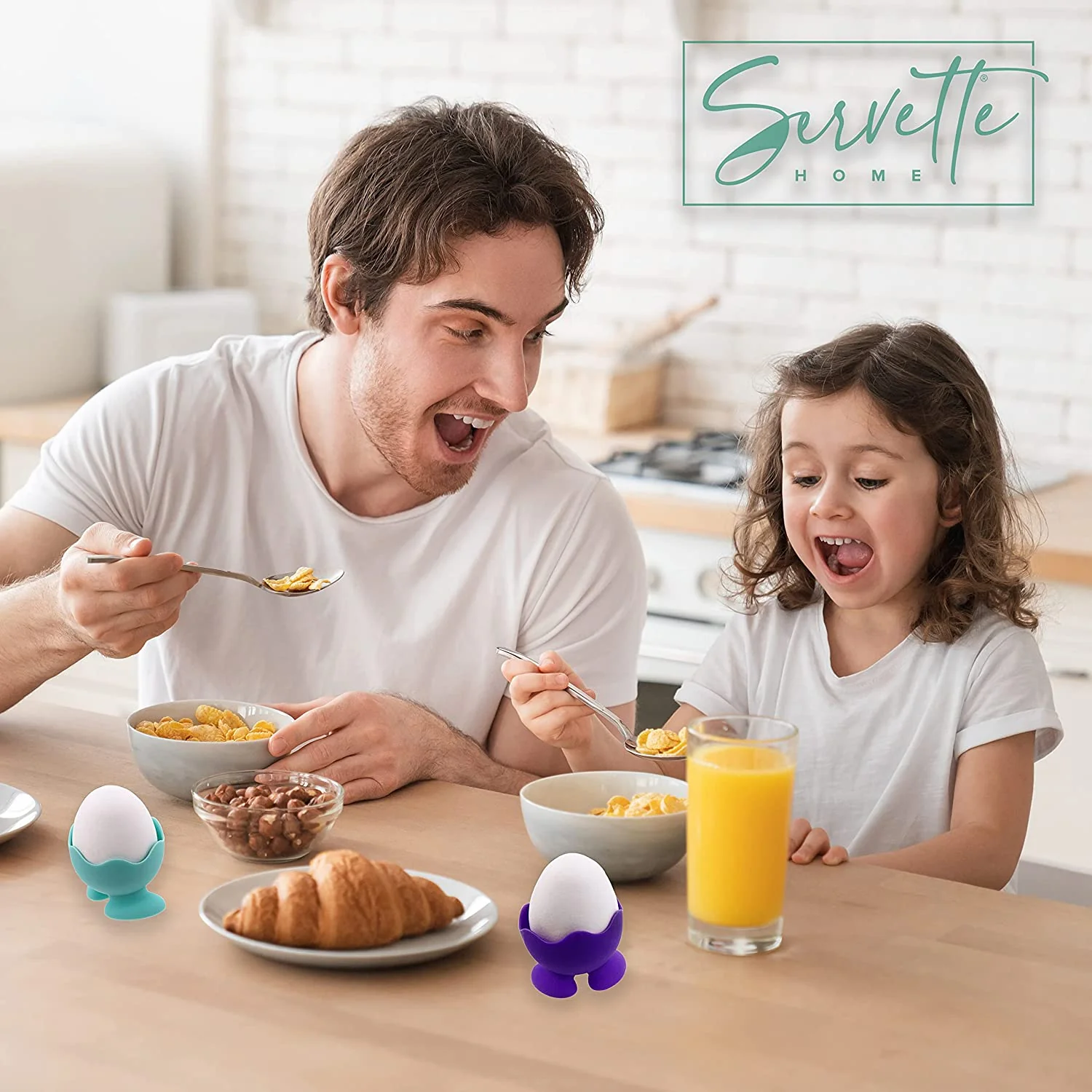 Turquoise Silicone Egg Cups - Set of 3 - Image 3